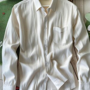 เสื้อแขนยาวผ้าฝ้าย สีขาว