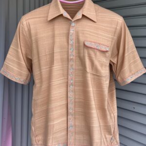 เสื้อแขนสั้นผ้าฝ้าย สีมะขาม