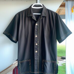 เสื้อแขนสั้นผ้าฝ้าย สีกรม