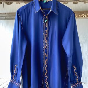 เสื้อผ้าไหม ผ้าพื้นเมือง สีน้ำเงิน