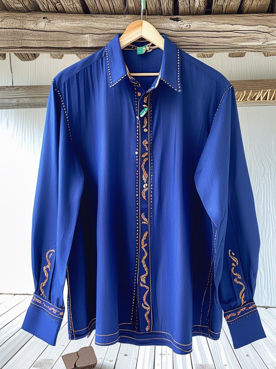 เสื้อผ้าไหม ผ้าพื้นเมือง สีน้ำเงิน